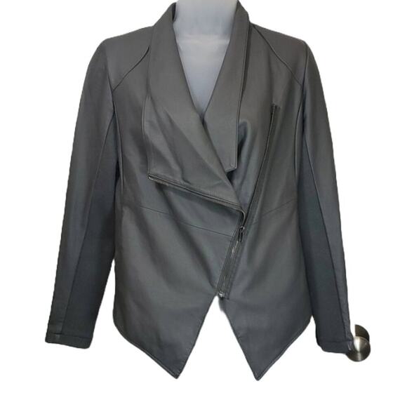 BB Dakota Women's Bradford Draped Front Gray Vegan Leather Jacket SZ XS - Picture 1 of 10